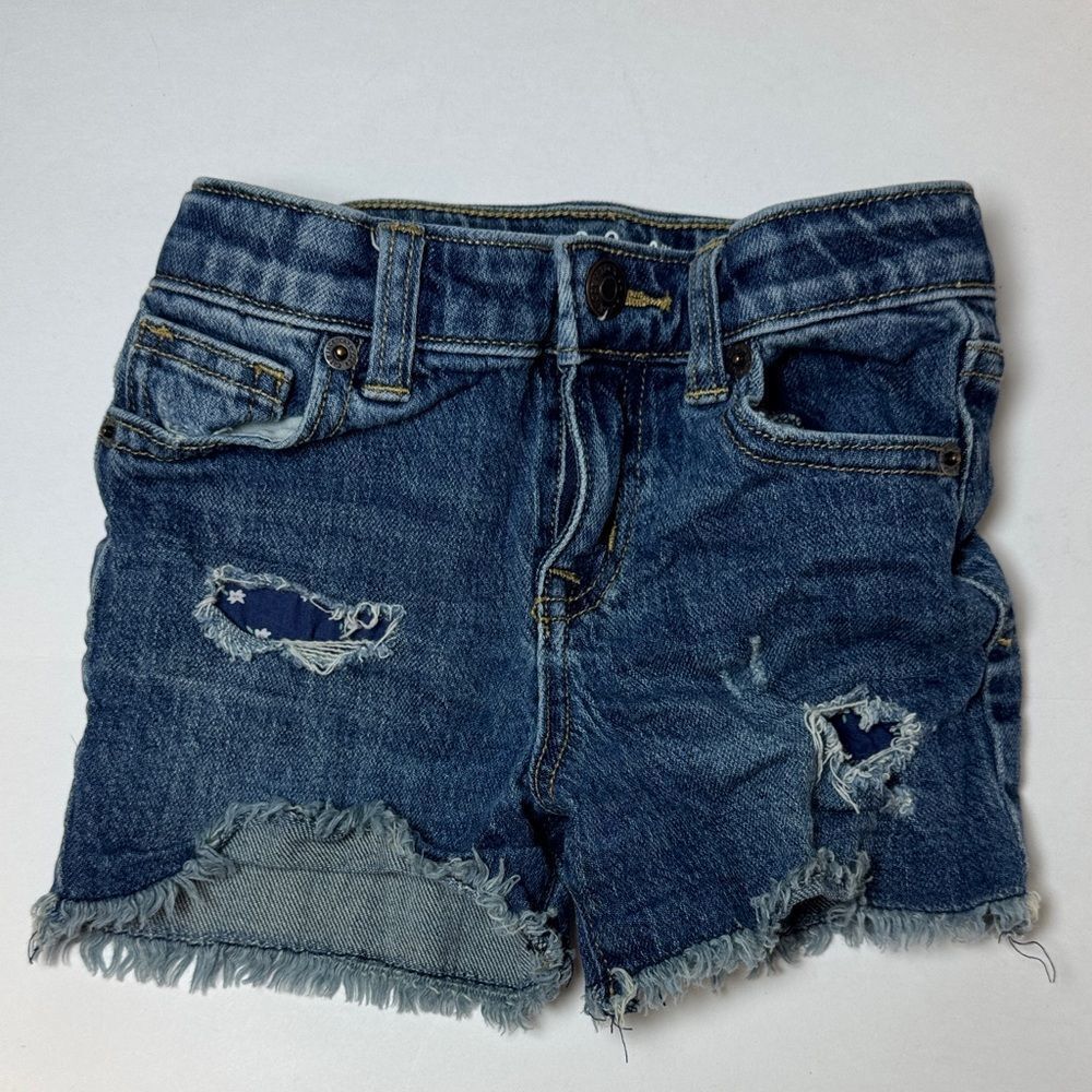 Cat & Jack Girls Blue Stretch Denim Distressed Shorts Size XS (4/5)